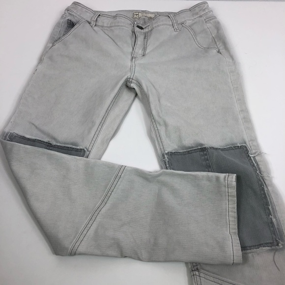 Free People Patched Knee Pale Gray Skinny Denim 4 - Picture 3 of 8